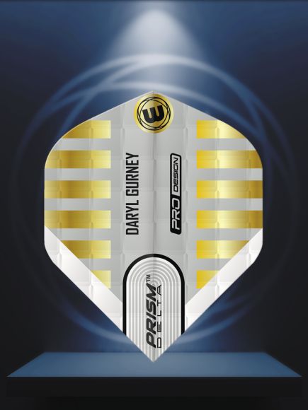 Prism Delta Daryl Gurney White & Gold Embossed Dart Flight - The Big Fish Darts Hub