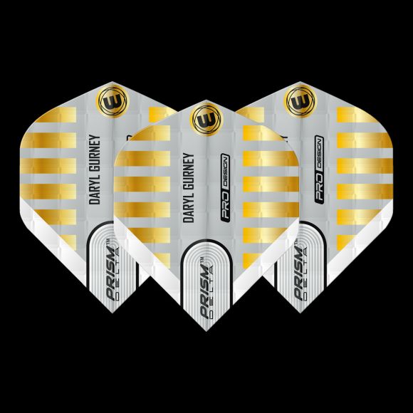 Prism Delta Daryl Gurney White & Gold Embossed Dart Flight - The Big Fish Darts Hub